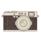    Drawing of a brown Leica photo camera. 