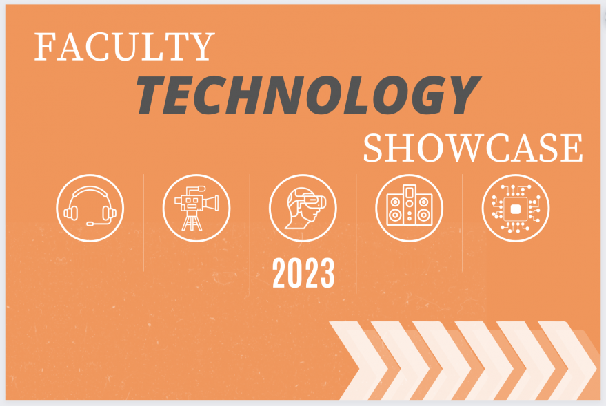 Faculty Technology Showcase 2023 logo with 5 circles with technology