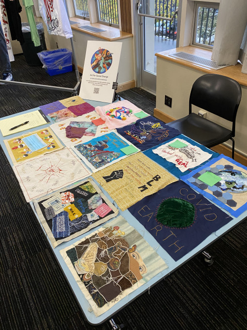 Art for Social Change displayed their quilt squares from the Pandemic Quilt